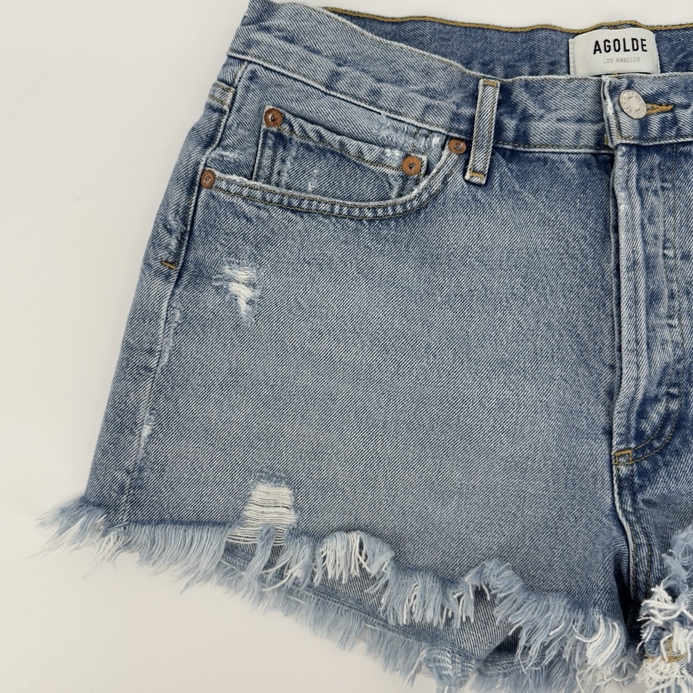 Agolde Parker Vintage Cut Off Shorts Swappeet Distressed High Rise 29 Rigid Boho - Picture 10 of 12